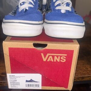 Kids lace vans blue with silver race flames